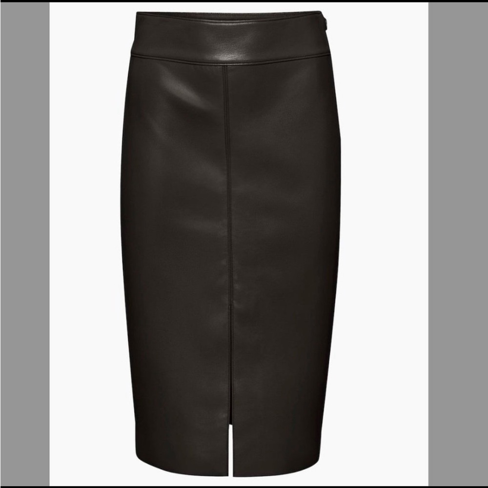Aritzia Babaton Vegan Leather Skirt Pegu Black Size 2 (XS) Like New - Picture 9 of 12